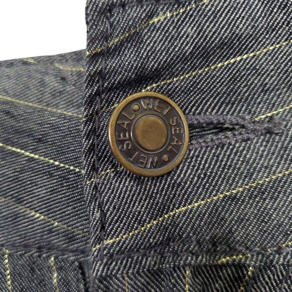 Wet Seal Size 13 Pants Stripe Linen Blend Trousers Lurex Gold Low Rise Wide Leg - Picture 7 of 9